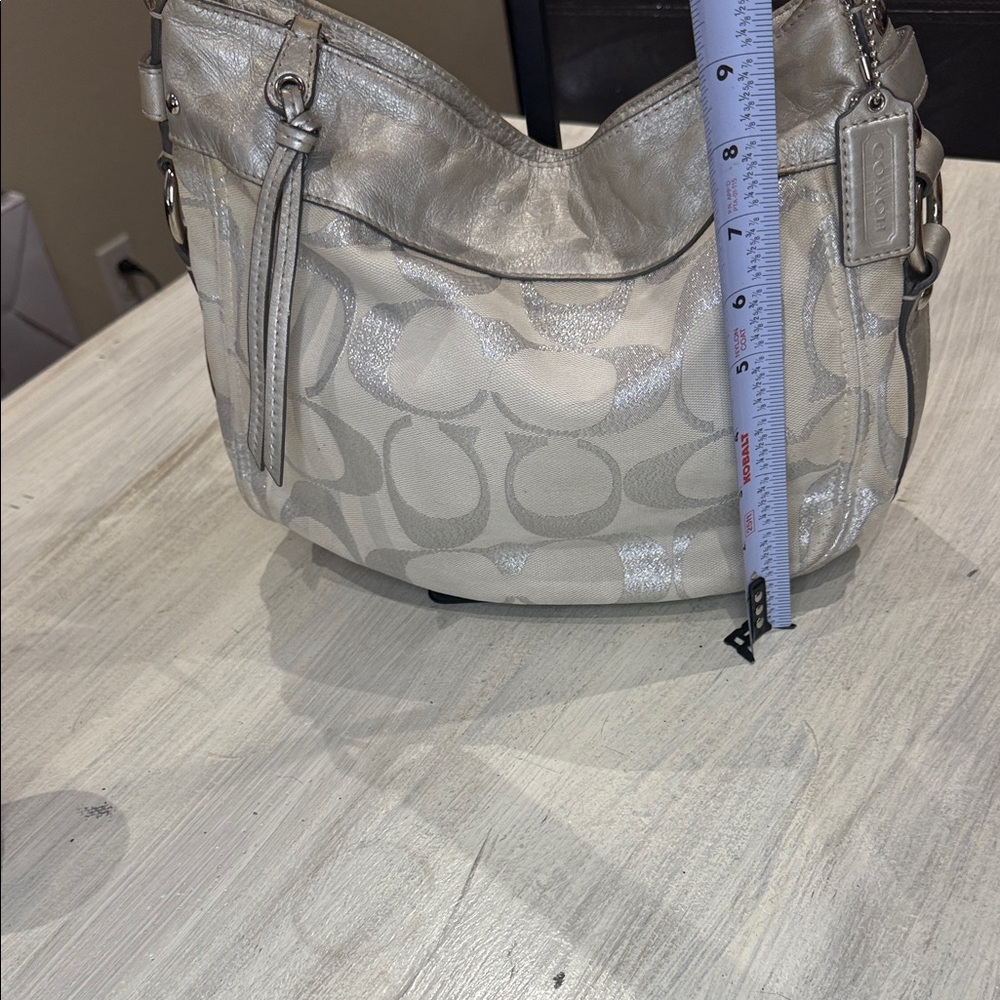 Coach Metallic Silver and Cream Shoulder Hobo Bag - Picture 16 of 16